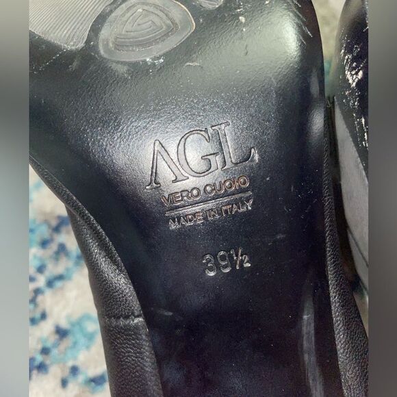 AGL Attilio Giusti Leombruni Black Toe Cap Pumps Heels 39.5 (RUN SMALL) - Picture 7 of 7